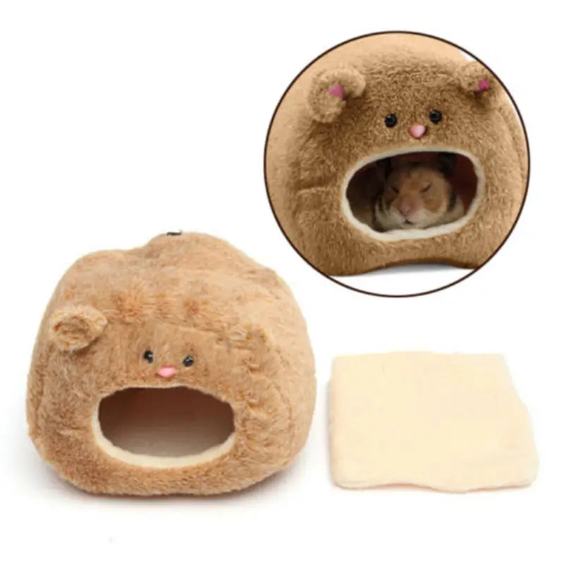 Hamster Soft Warm Bed Rat Hammock Pig Squirrel Winter Pet Toy Hamster Cage House Hanging Nest+Mat House Bed Animal Mice Rat Nest