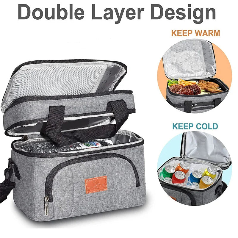 Multifunctional Double Layers Tote Cooler Lunch Bag β Large Capacity for Travel and Picnic