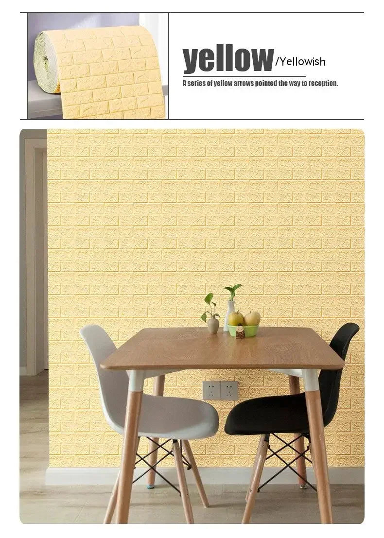 70cm*2m 3D Soft Foam Brick Wallpaper Roll Self Adhesive Decor