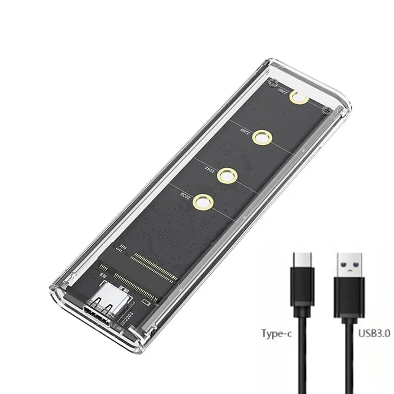 M.2 NVME PCIe NGFF SATA Dual Protocol SSD Case Clear USB Type C 10Gbps External Enclosure