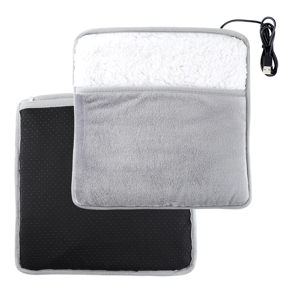 USB Foot Heating Pad - Soft Plush Washable Foot Warmer for Cozy Winter Comfort