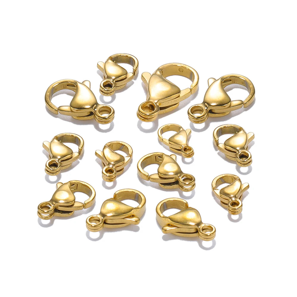 25pcs 18K Gold Stainless Steel Lobster Clasps for Jewelry Making