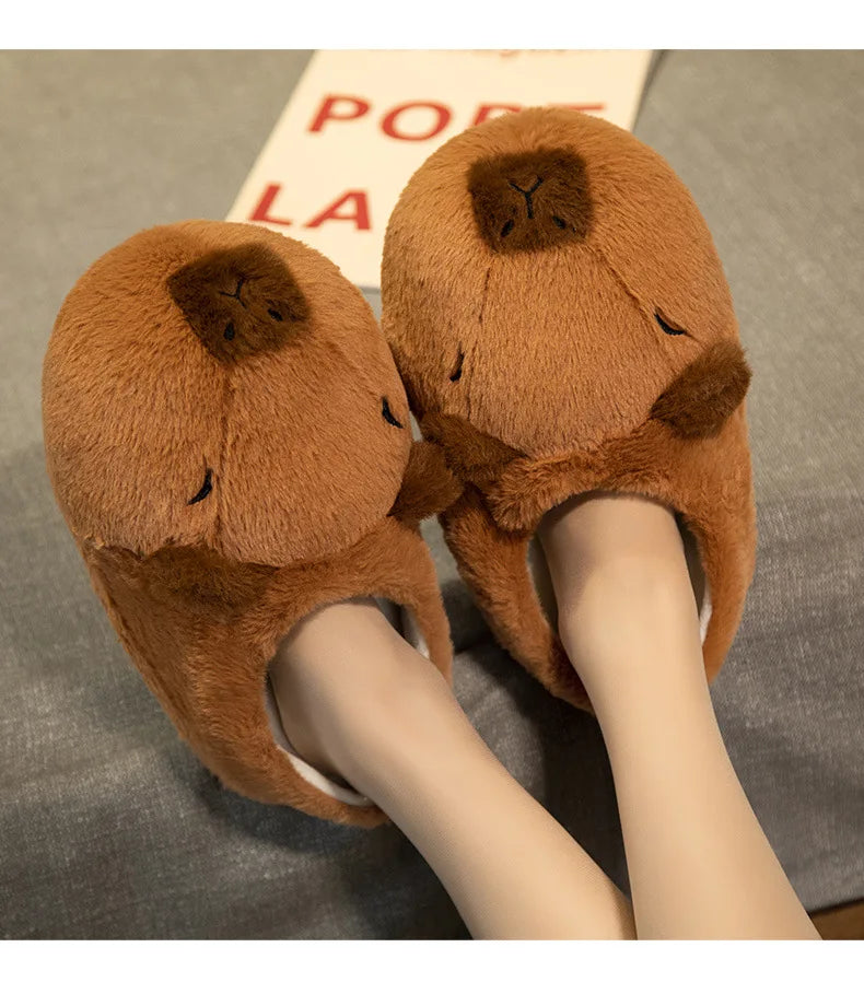 Cute Capybara Plush Slippers Soft Warm Indoor Shoes