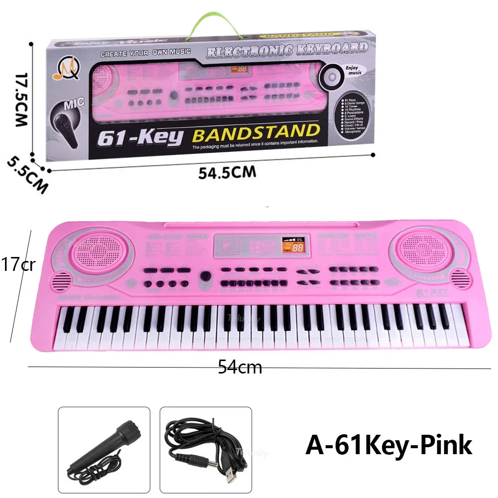 Chriyungel Kids Electronic Piano Keyboard with Microphone 61 Keys or 37 Keys Musical Instrument Toy for Beginner Children