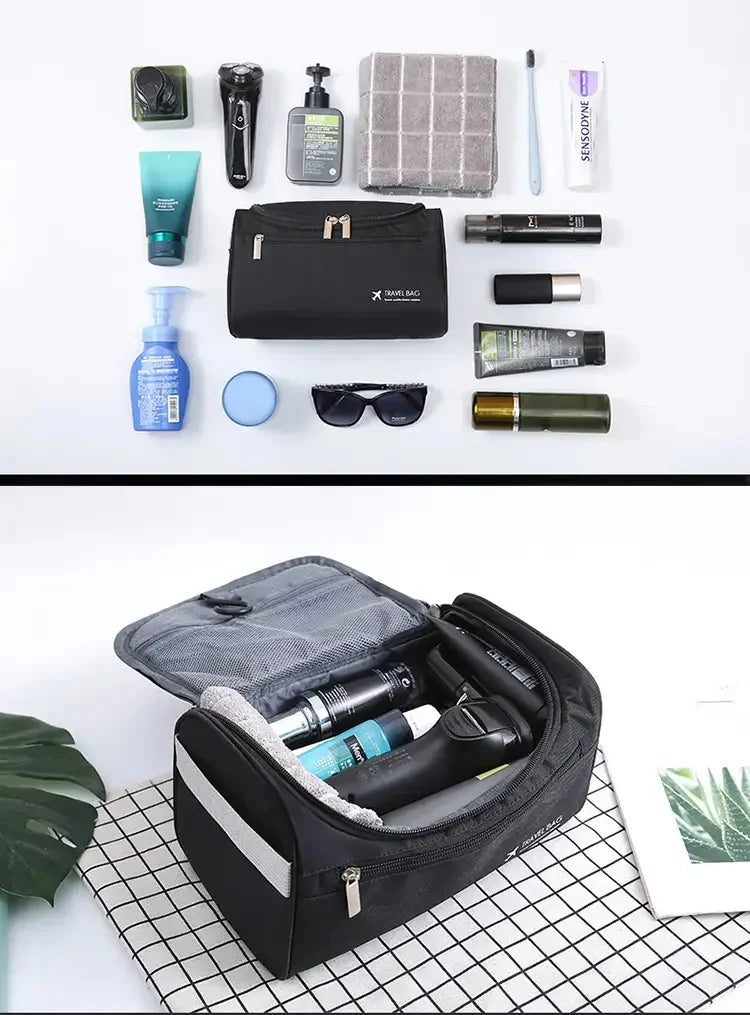 Men Vintage Luxury Toiletry Bag Travel Organizer Waterproof Makeup Case Hanging Storage for Business and Personal Use