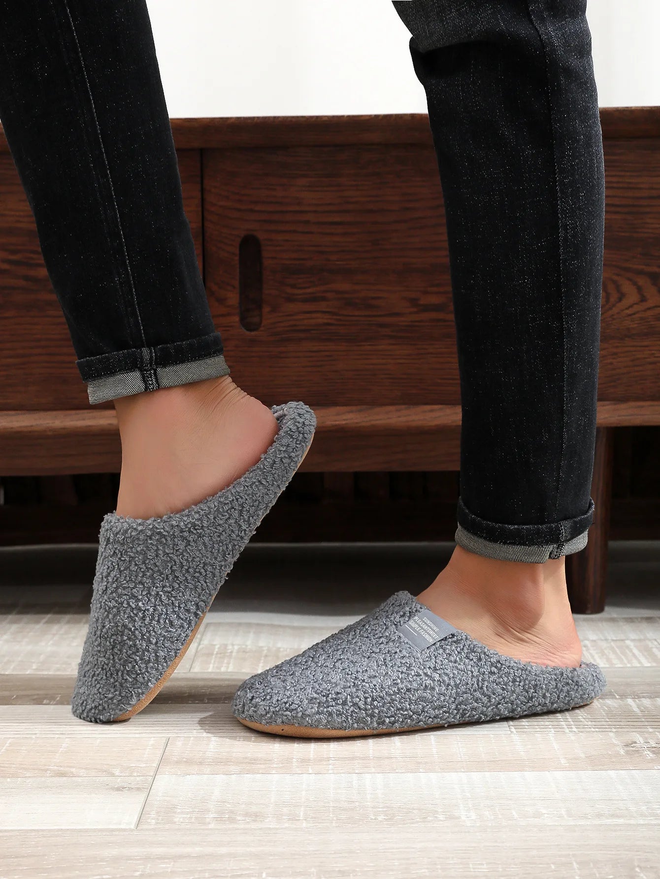 Couples Home Slippers Soft Fur Warm Indoor Flat Slides