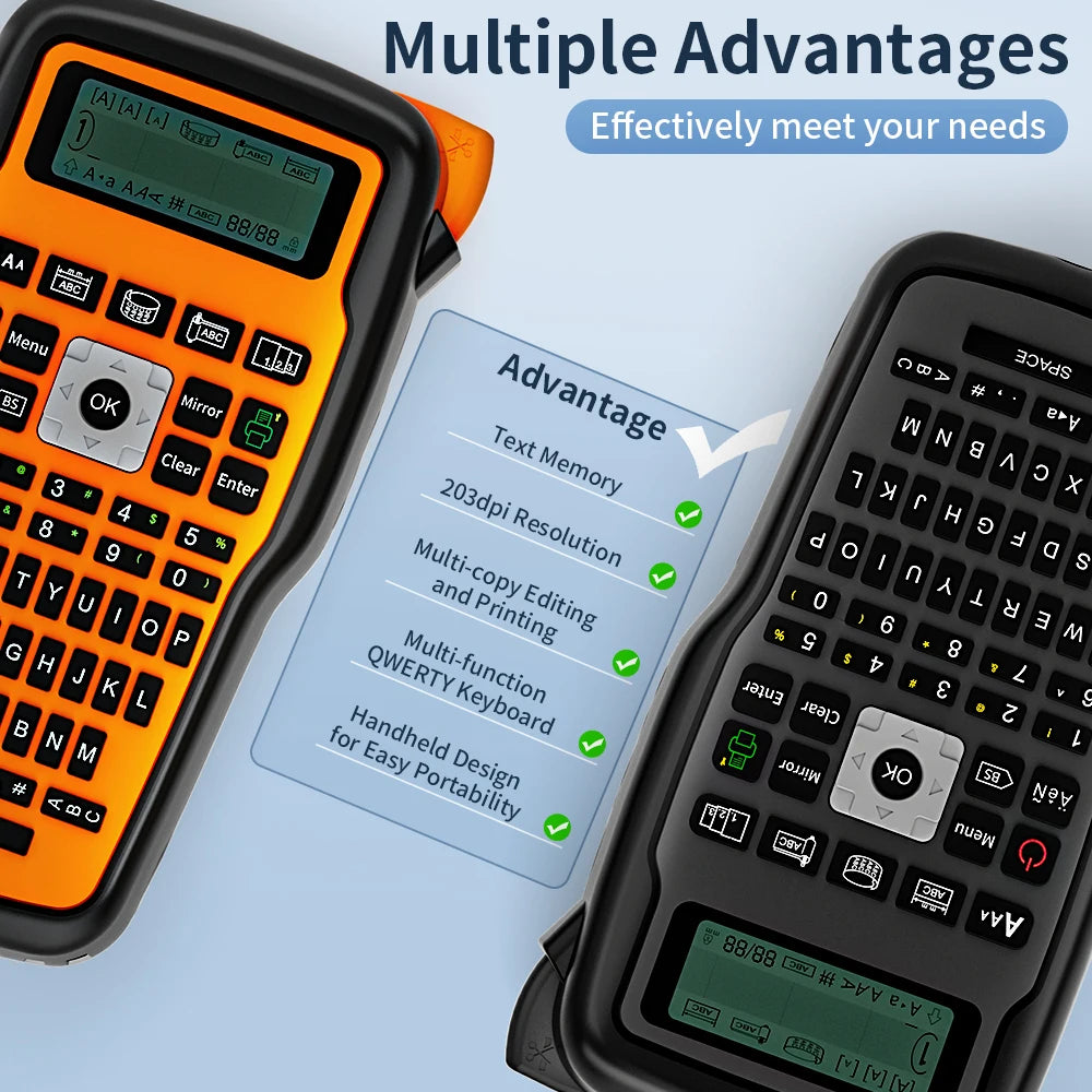 E1000PRO Tube Label Printer for Sticker Labels 12mm Compatible with Brother Ptouch TZe-231 HSe-231 High Resolution Thermal Transfer Technology