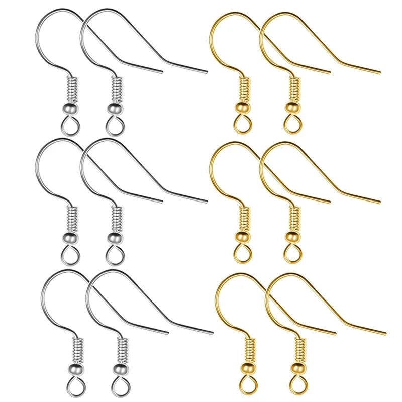 100/200pcs DIY Earring Findings Stainless Steel Hooks Hypoallergenic Earwires
