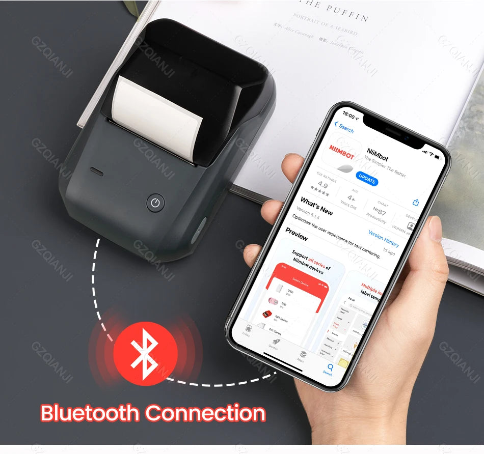 Niimbot B21 B1 Wireless Thermal Label Printer with Self-Adhesive Labels and 5 Roll Set for Efficient Organization