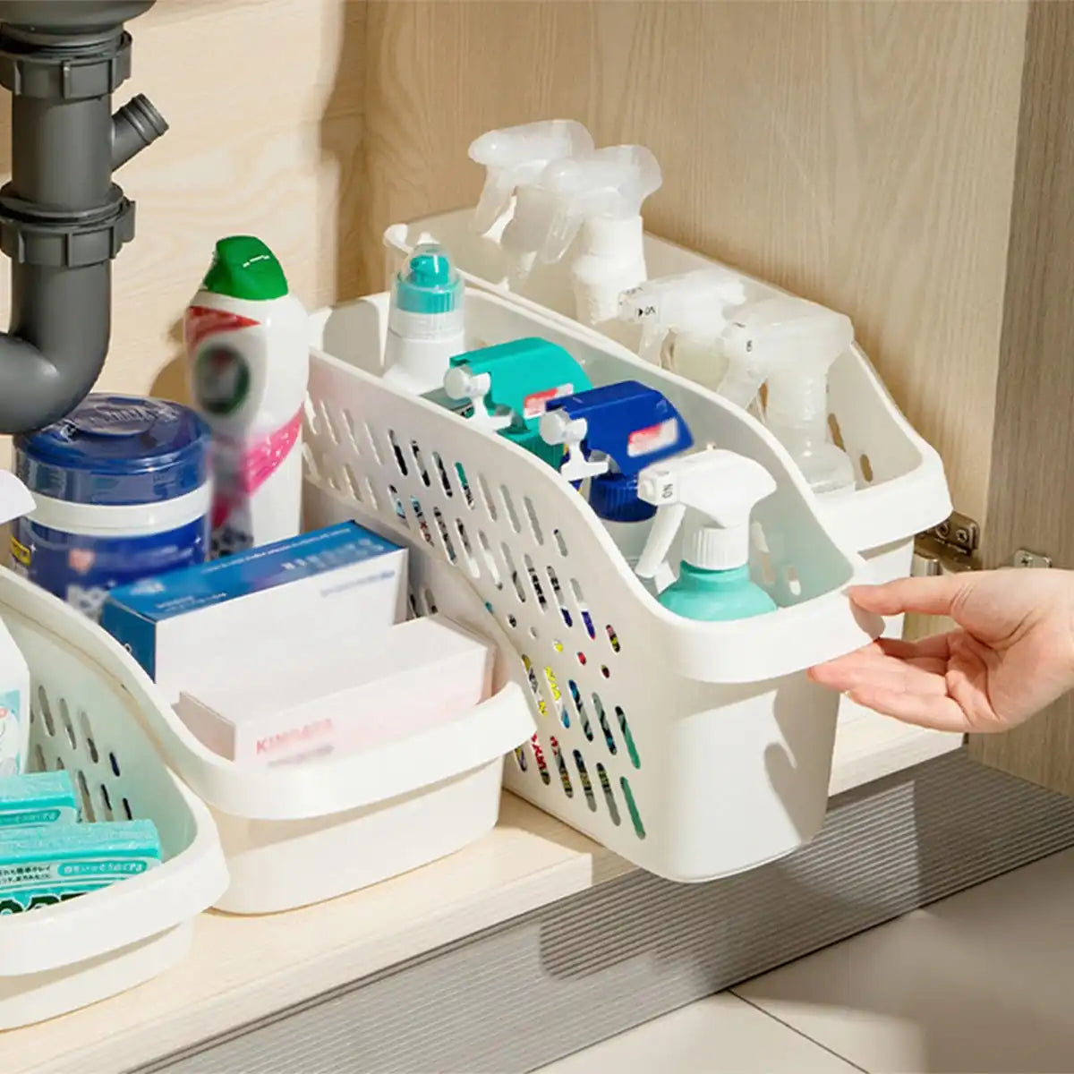 Shallow Width and Deep Pulley Kitchen Storage Box for Organization