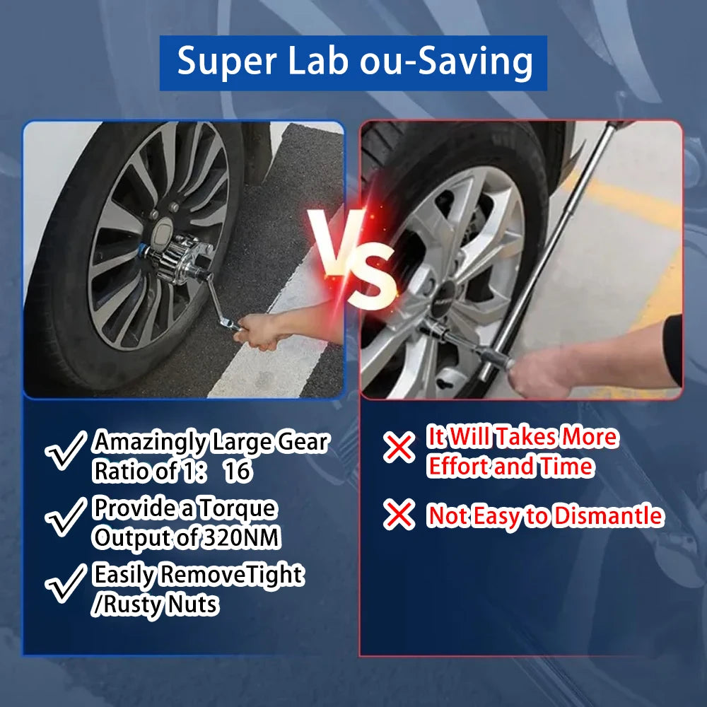 Torque Multiplier Wrench Kit 1/2 Inch Lug Nut Remover Tool