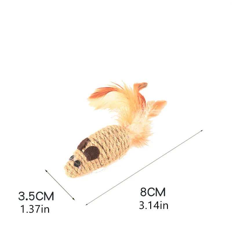 1/4pcs Sisal False Mouse Cat Toy Bite Resistance Stuffed Toy Interactive Cat Toy Simulation Mice Kitten Self-Playing Plush Toys