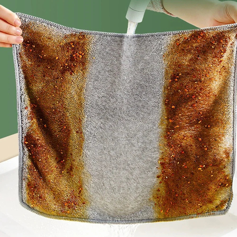 Gray Bamboo Charcoal Super Absorbent Microfiber Dishcloths for Kitchen Cleaning 1/100PCS Set