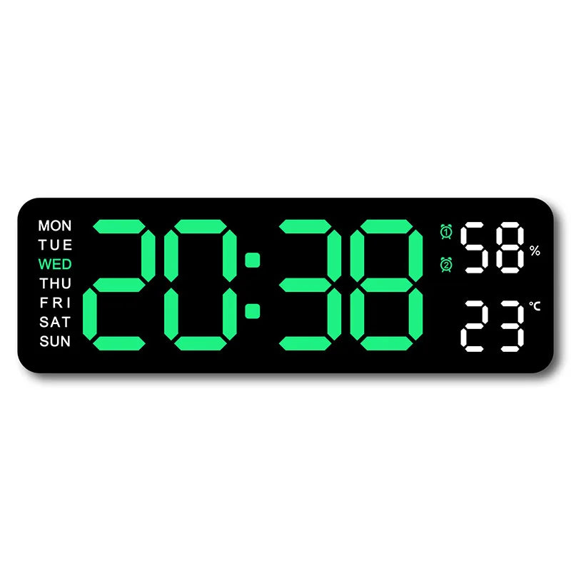 Smart Mute LED Electronic Wall Clock with Thermometer and Alarm