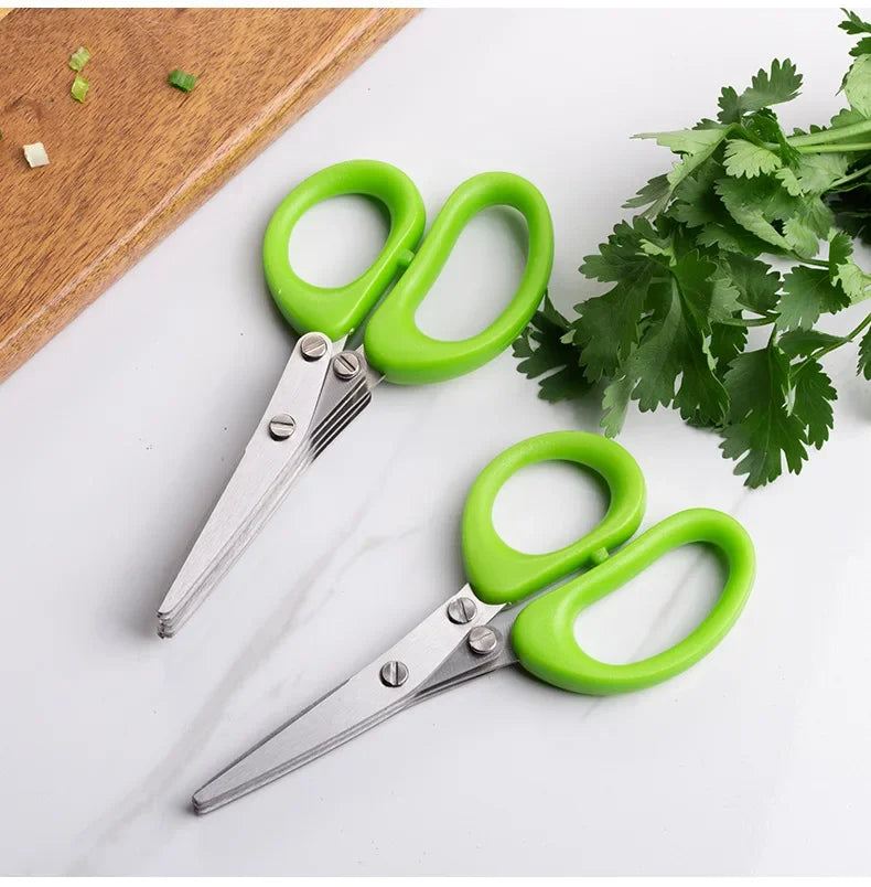 Multi-Functional Stainless Steel Kitchen Scissors for Chopping Herbs and Vegetables