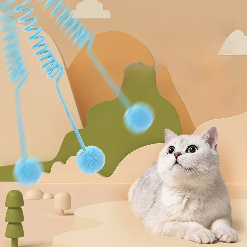 Pet Toy Funny Interactive Cat Stick Spring Rope Ball Plush Toy
