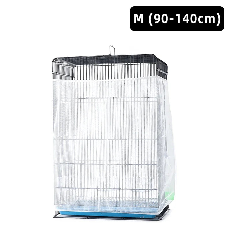 Nylon Mesh Bird Cage Cover Shell Skirt Net Easy Cleaning Seed Catcher Guard Bird Cage Accessories Airy Mesh Parrot Bird Cage Net