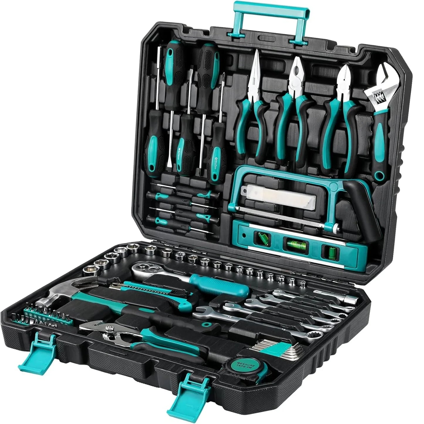 79 Piece Home Auto Repair Tool Kit with Plastic Toolbox Storage