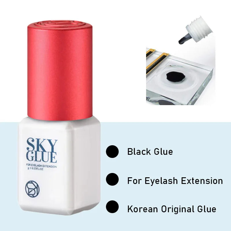 5 Bottles SKY S Plus Eyelash Extension Glue 5ml Red Cap Original Korean Adhesive for Professional Use
