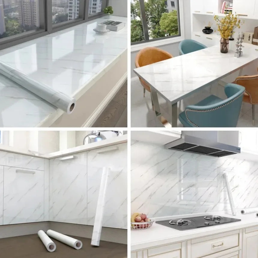 Modern Waterproof Marble Wallpaper Self Adhesive Foil Stickers for Kitchen Decor