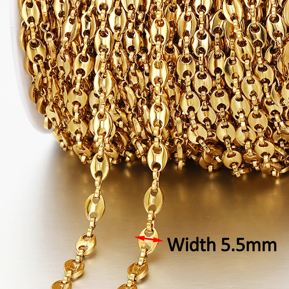 1Meter Gold Stainless Steel Chain Multi Styles for DIY Jewelry