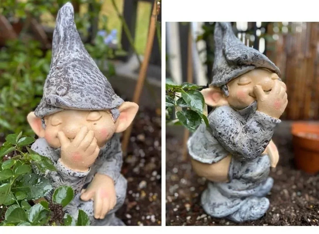 Outdoors Resin Statue Naughty Knome Figurine Garden Ornament