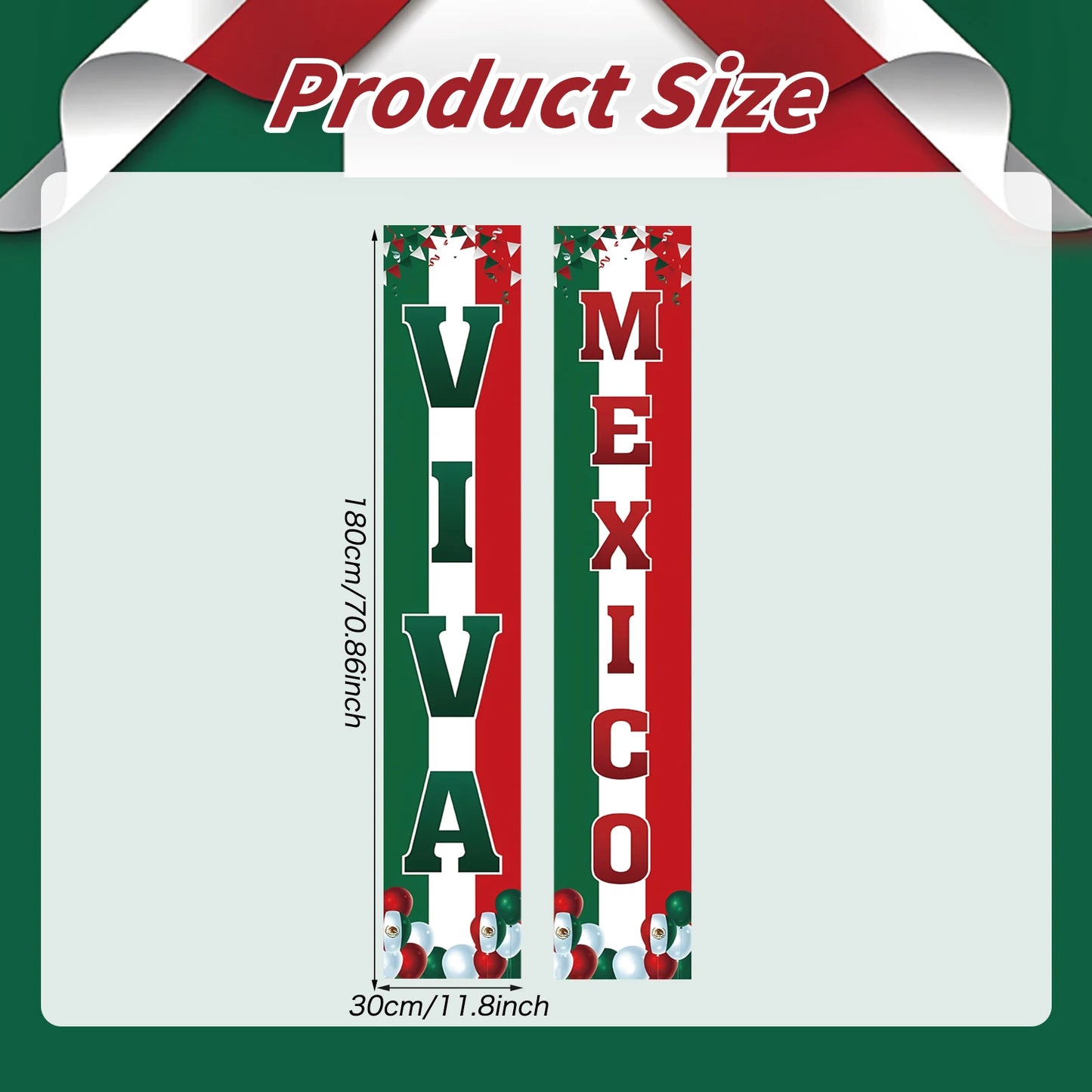 Viva Mexico Porch Banner September 16th Mexican Independence Day Party Front Door Sign Wall Hanging Banner Decorations