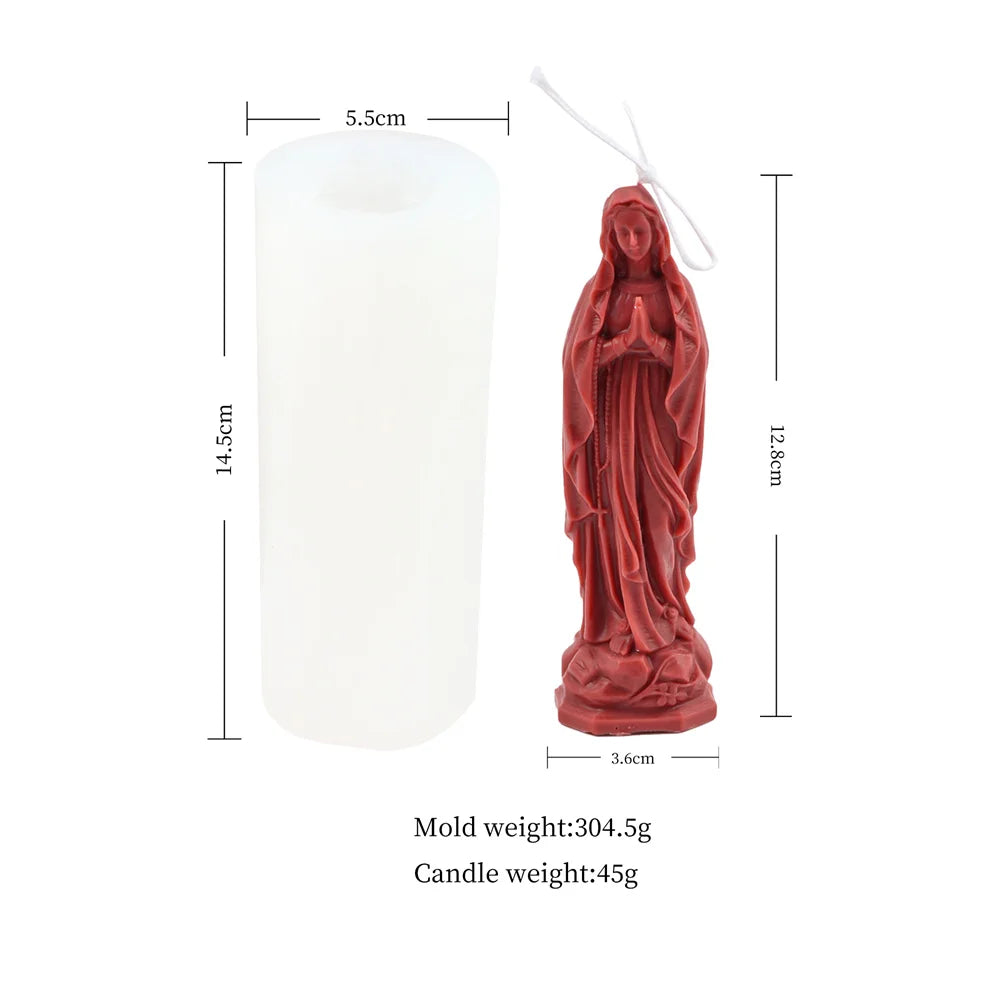 Religious Blessed Virgin Mary Candle Silicone Mold for Crafts