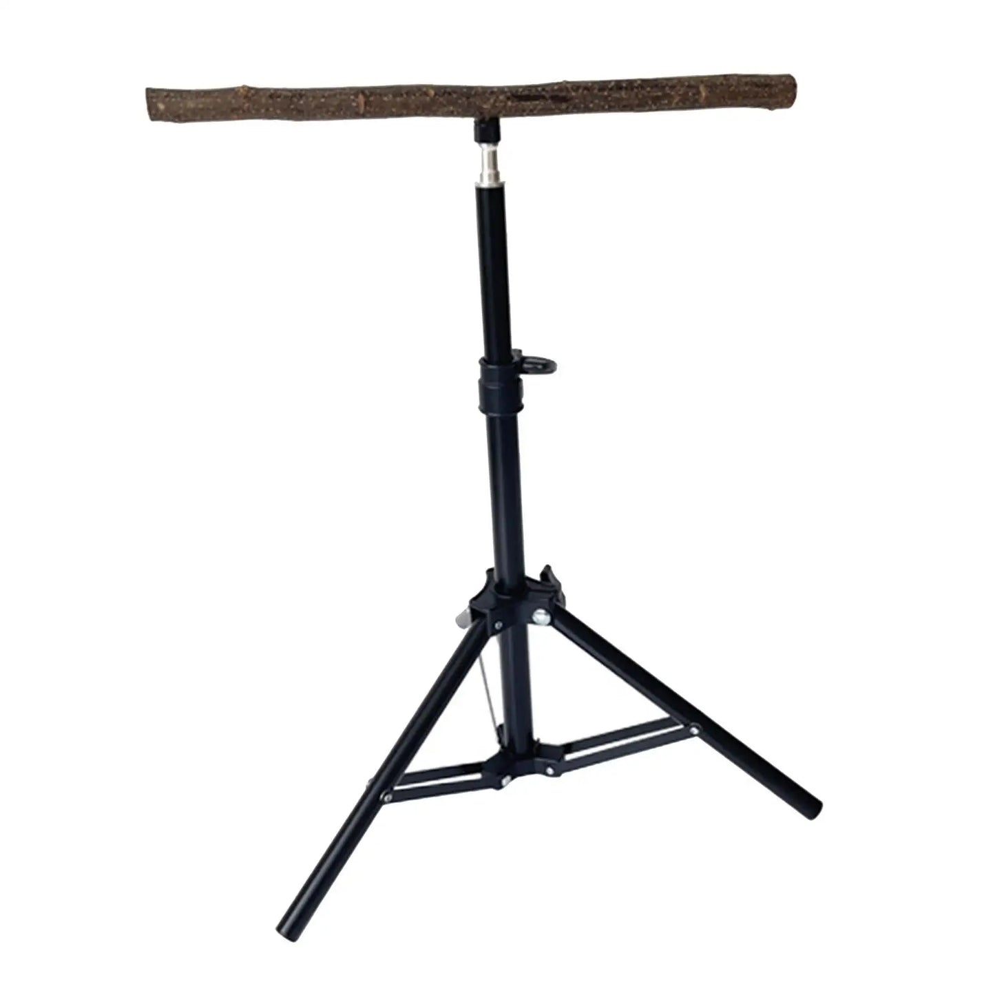 Wooden Parrot Perch with Height Adjustable Tripod Stable Exercise Toy Parrot Floor Stand Pet Supplies for Finches Cockatiels