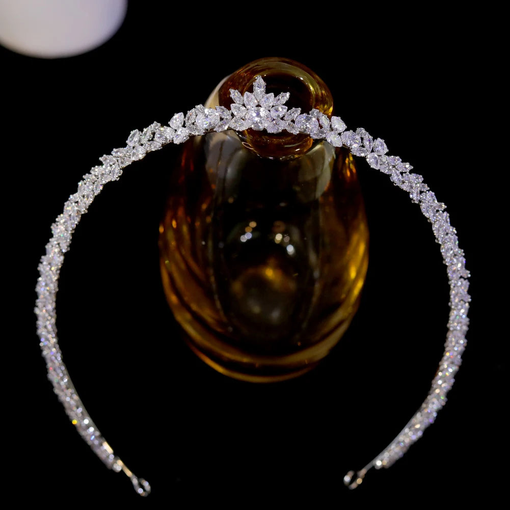 New Fashion Silver Color CZ Tiaras U-Shape Bride Headpiece