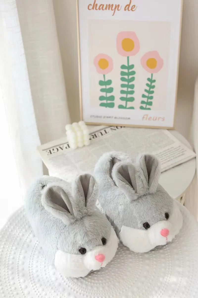 Cute Cartoon Rabbit Cotton Slippers Warm Non-slip Plush Shoes