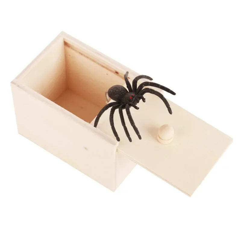 Trick Spider Funny Scare Box Wooden Prank Toy for Friends