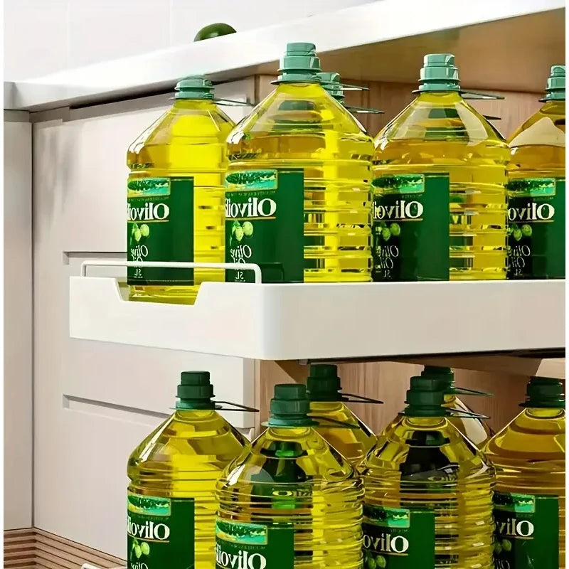 New Kitchen Storage Rack with Slide Rails Pull-out Drawer Organizer