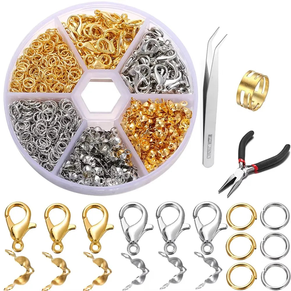 210-400Pcs Box Jewelry Making Kits with Clasp and Jump Rings