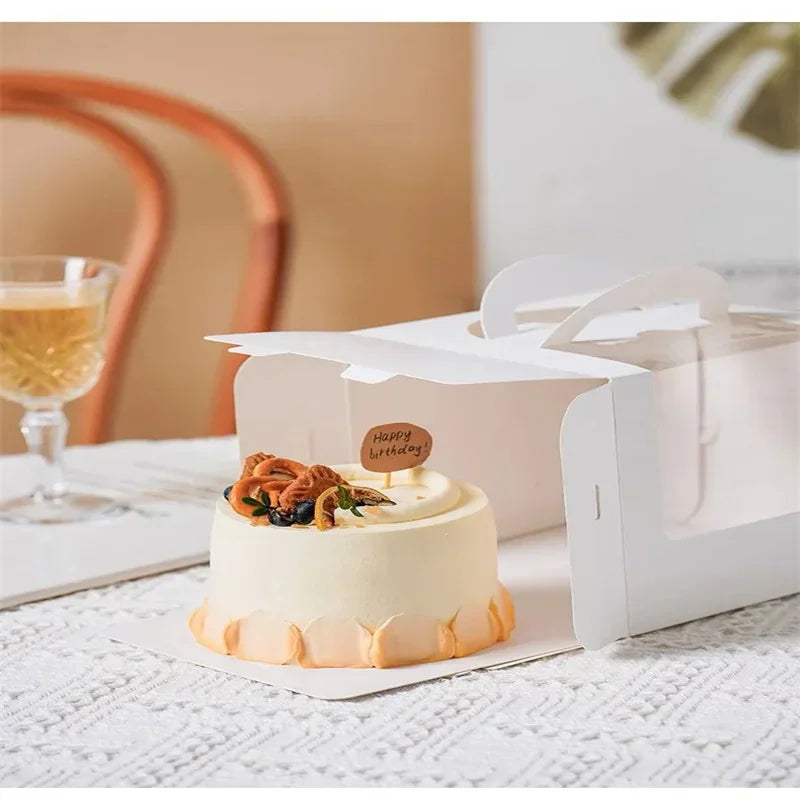 5 or 10 Pack Window Cake Packaging Boxes Portable Paper Gift Boxes for Weddings Birthdays and Baby Showers