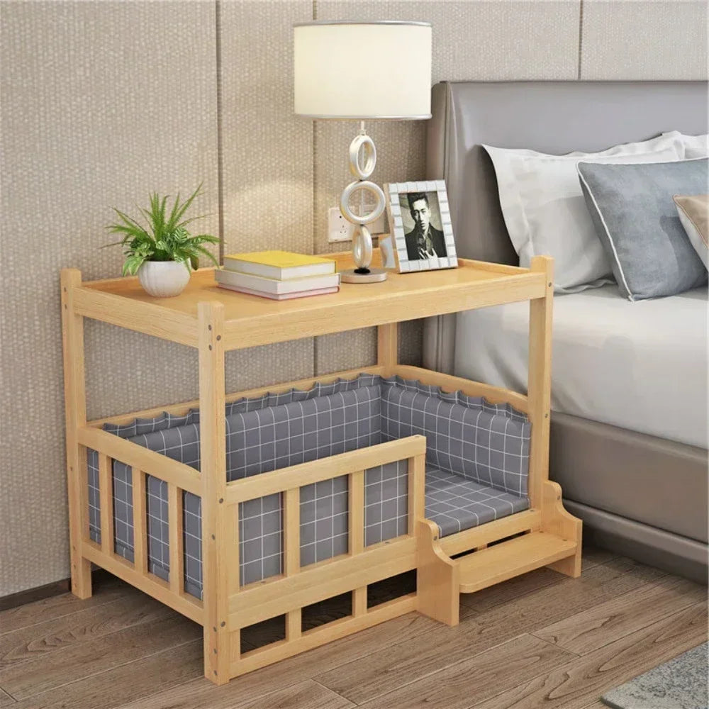 Simple Wooden Dog Bed Multifunctional Bedside Dog House Environmentally Friendly and Practical Pet Bed Light Luxury Dog Room