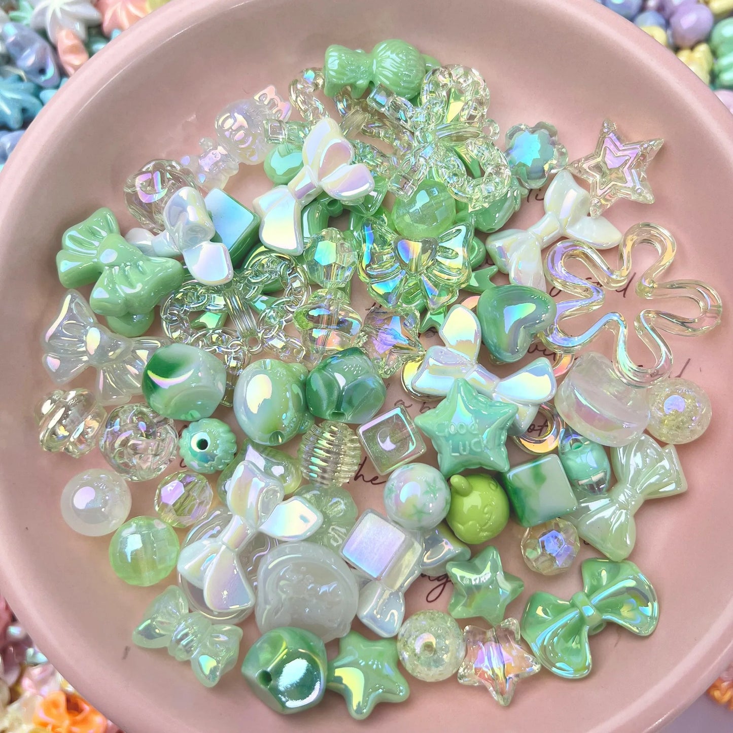 20g Y2K Mixed Bowknot Flower Heart Acrylic Cute Beads for DIY Jewelry Craft