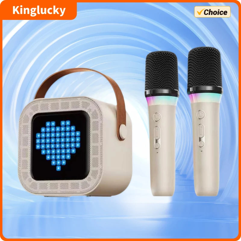 Kinglucky K26 Portable Karaoke Machine with Wireless Microphones for Home Family Fun and Children's Parties