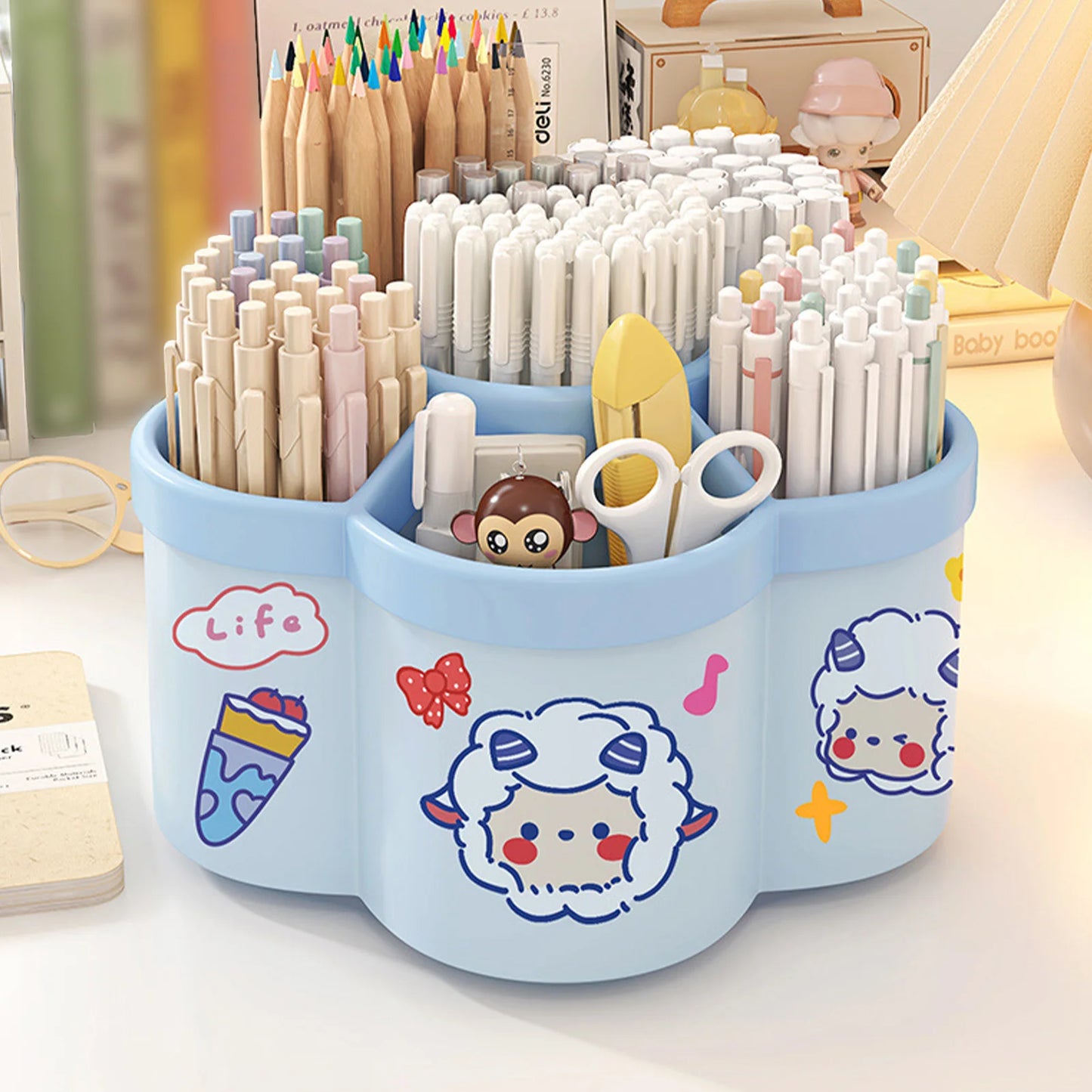 360 Degree Rotating Pen Holder Multifunctional Desk Organizer for Makeup and Stationery