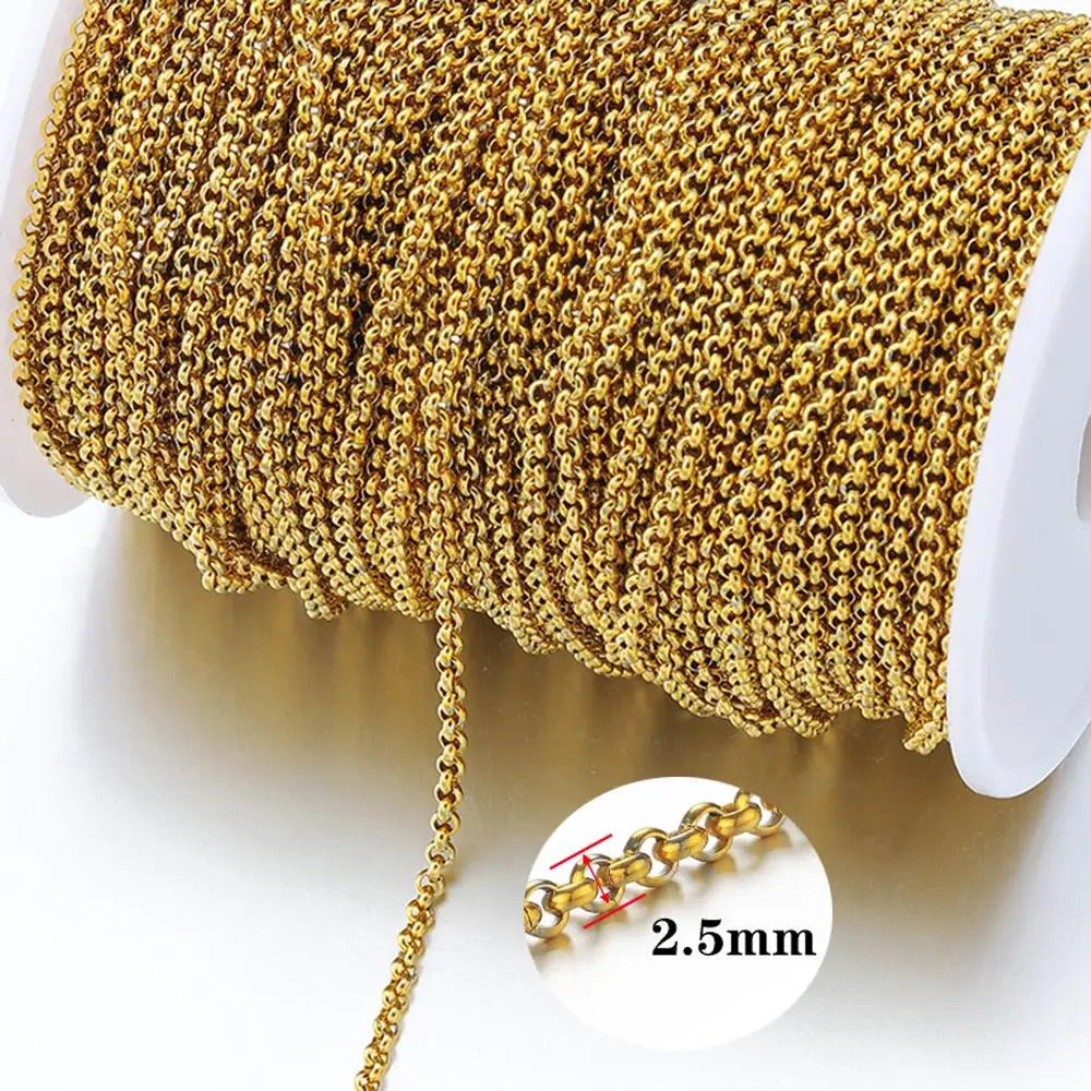 2Meters Stainless Steel Link Cable Gold Chains for DIY Jewelry