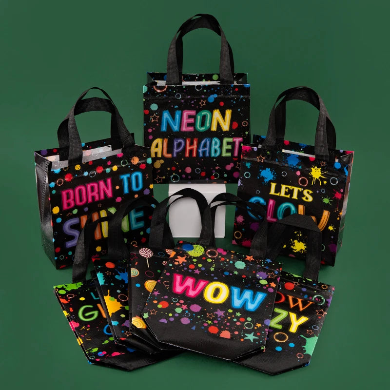 Waterproof Black Non-Woven Fabric Bags Set of 12 or 30 for Clothes Snacks Toys Ideal for Baby Showers Weddings and Party Decorations