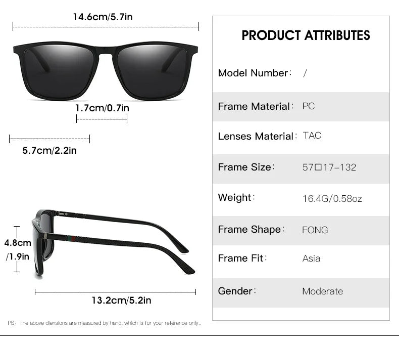 New Classic Fashion Polarization Sunglasses Men's And Women's Square Large Frame UV Protection Fishing Driving Glasses
