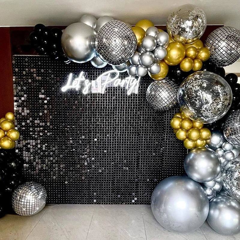Panels Black Shimmer Wall Panels Backdrops with Square Sequins