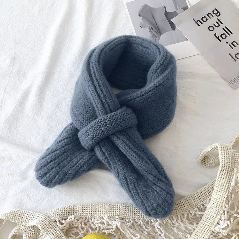 Simple Fashion Baby Scarf Candy Color Woolen Knitted Scarves for Kids Winter Warm Neckerchief
