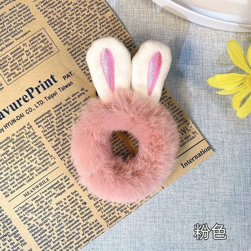 1PC Girl Hair Accessories Plush Rabbit Ears Elastic Hair Rope