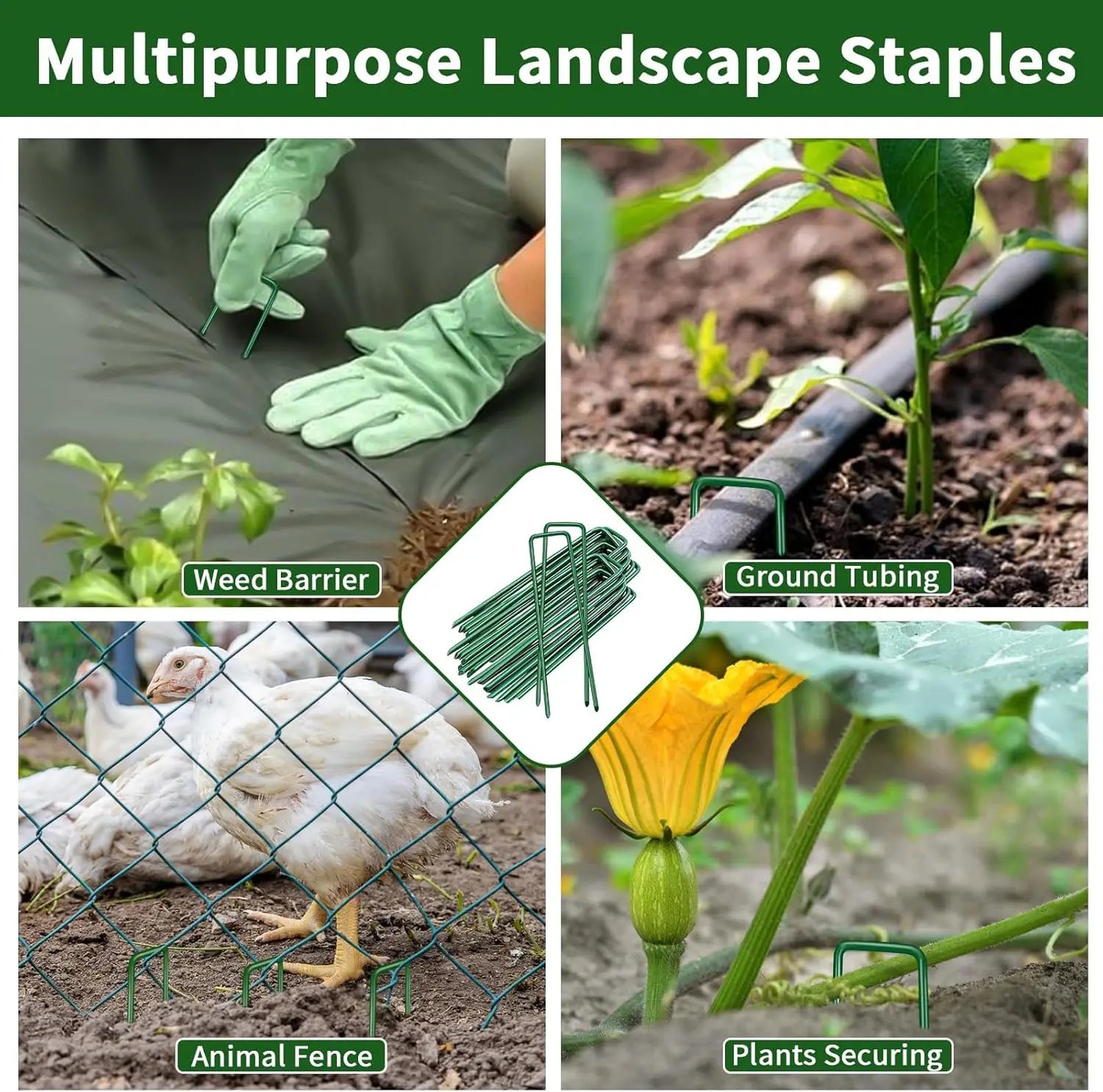 U Type Heavy Duty Garden Staples for Secure Lawn Barrier and Landscape Fabric Installation Galvanized Steel Sod Pins