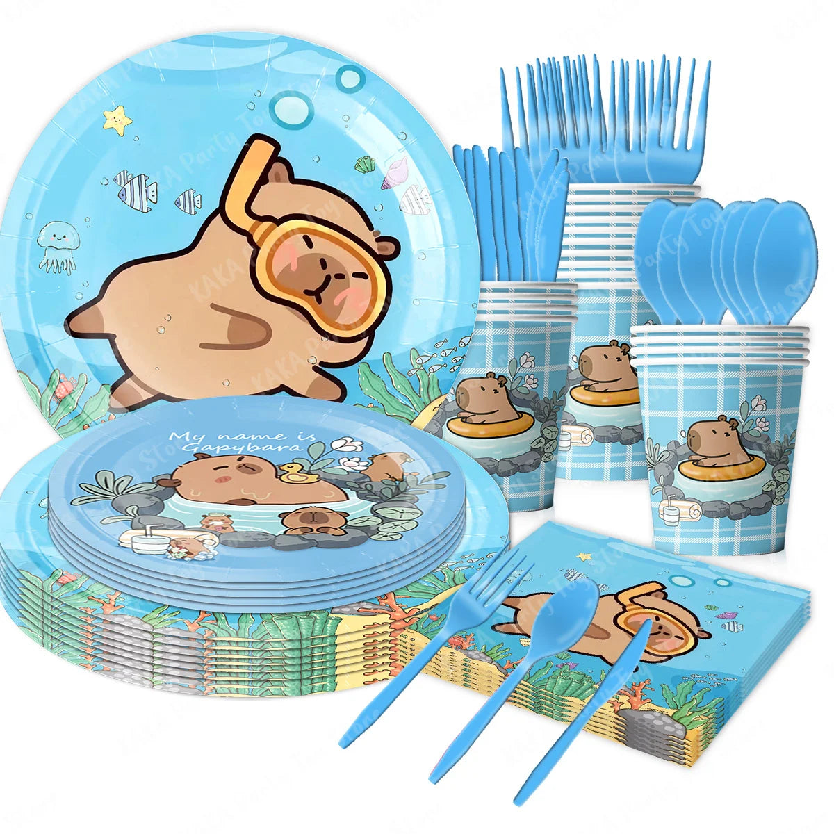 Capybara Birthday Decorations Balloons Cute Tableware Set
