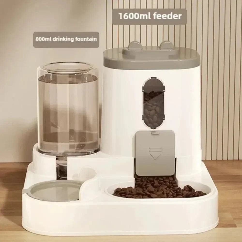Automatic Cat Dog Feeder with Integrated Food & Water Bowl