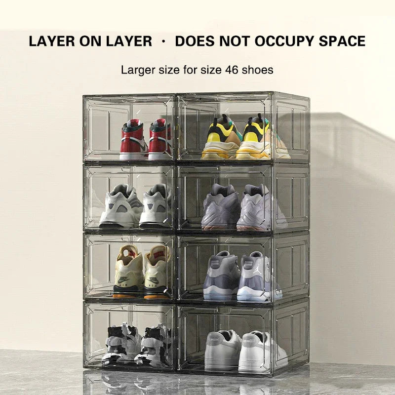 Transparent Shoe Box Magnetic Suction Door Dustproof Storage Box