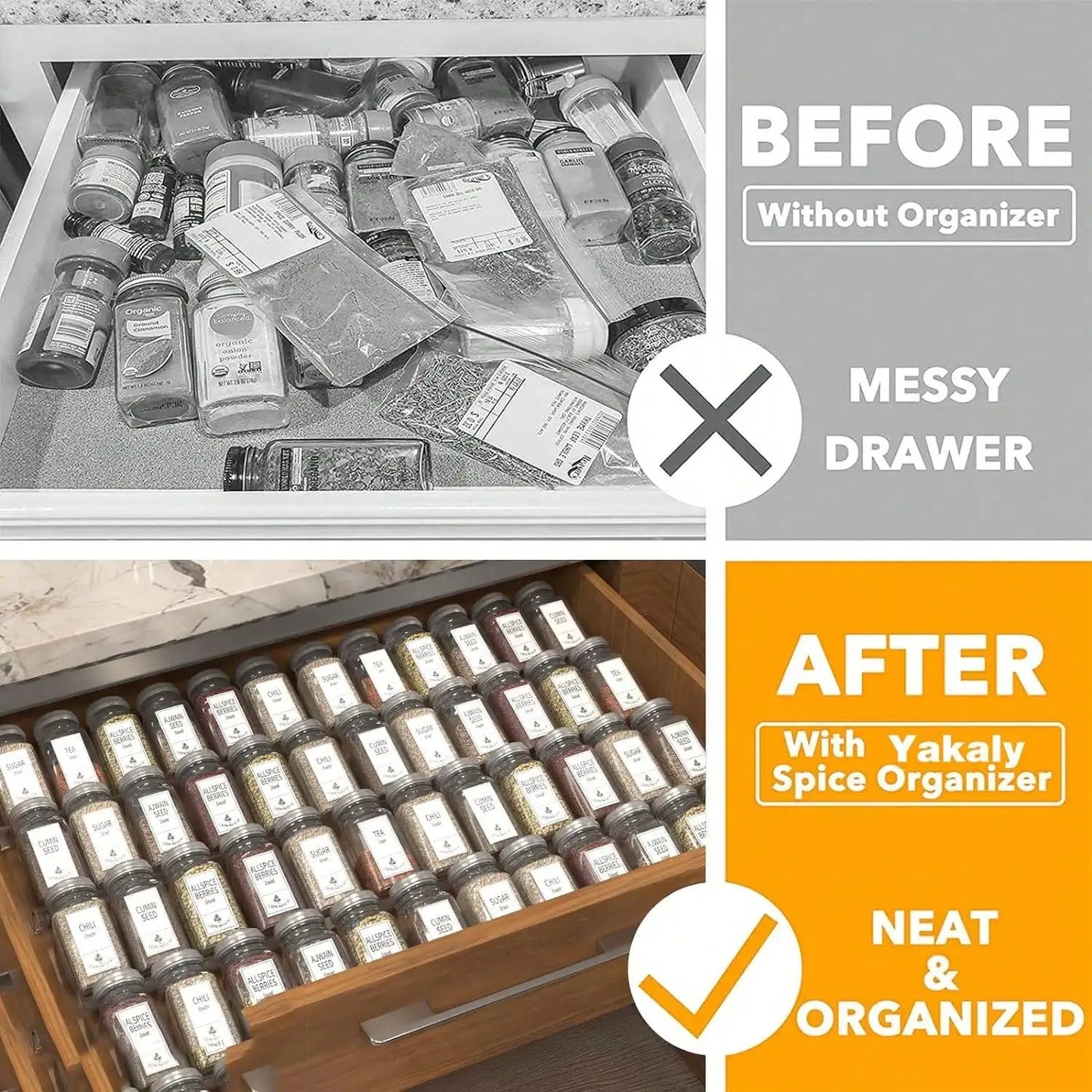 4/2 Layer Spice Drawer Organizer Adjustable Acrylic Rack Tray